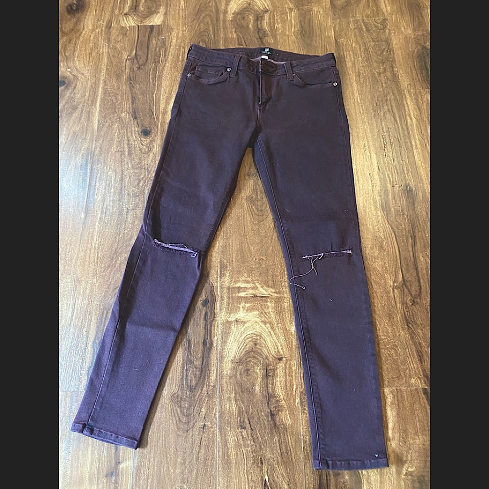 Just black maroon slit jeans